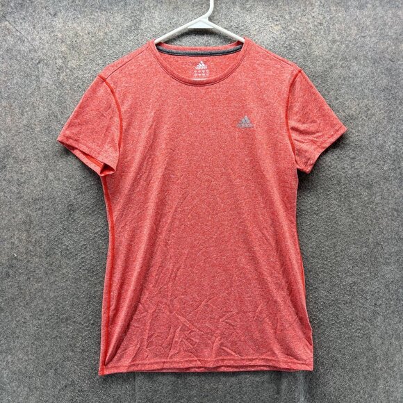 Adidas Shirt Womens Large Red Climalite Performance Athletic Running Tee - Picture 1 of 12